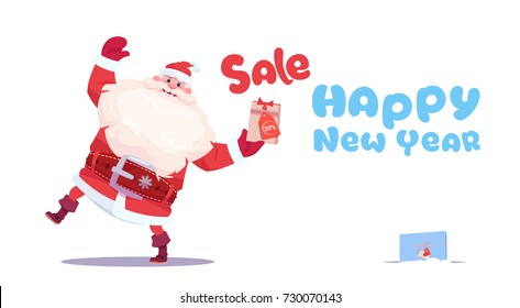 New Year Sale Banner Holiday Discounts Promotion Label Christmas Shopping Concept Flat Vector Illustration