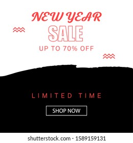 New year sale banner template, special offer discount poster for your business. Modern vector illustration