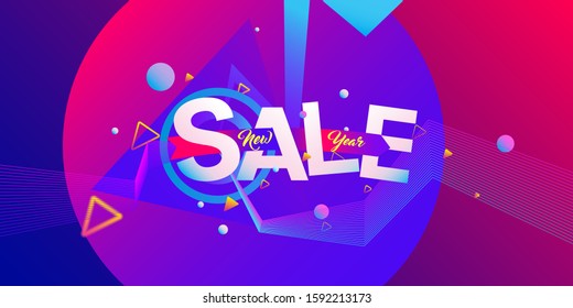 New year sale banner template with colorful theme design. Vector illustration