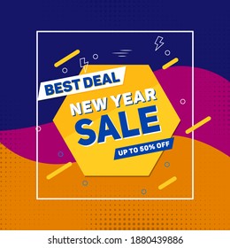 New year sale banner template for social media, website discount event