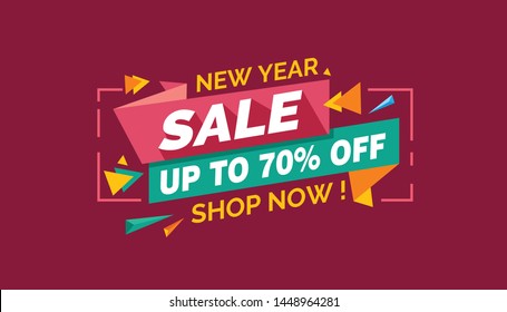 New Year Sale, Colorful Sale Banner Template, Discount Sale, Promo Sale Card