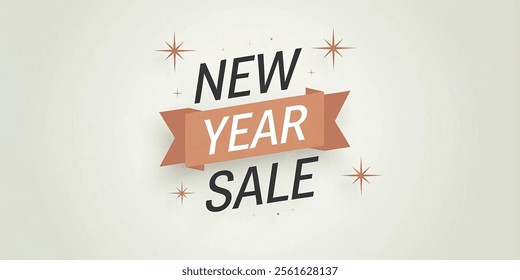NEW YEAR SALE creative banner, minimalistic flat vector illustration, plain background