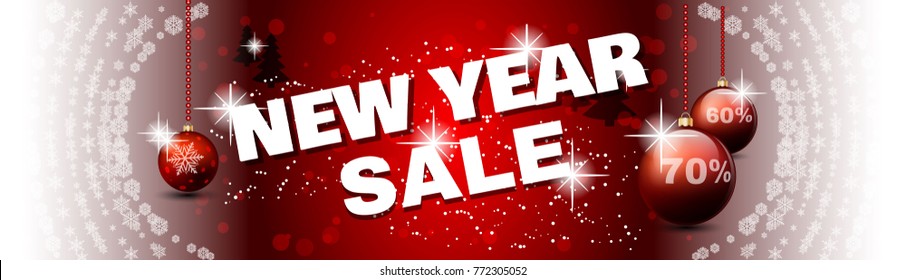 New Year Sale Design Narrow Horizontal Banner Ready For Use