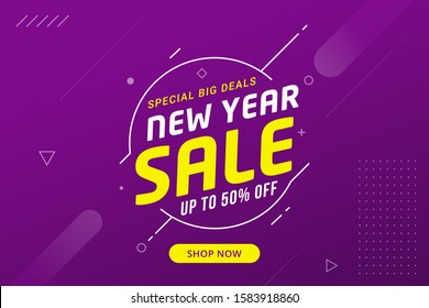 New Year sale discount banner template promotion design for business