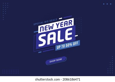 New Year sale discount banner template promotion design for business