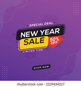 New Year sale discount banner template promotion design for business