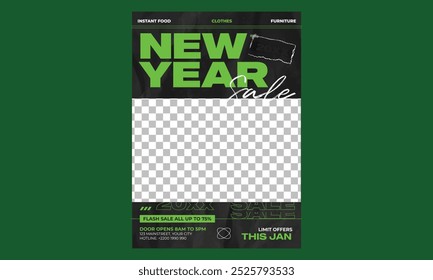 New Year Sale Flyer. Design Illustration