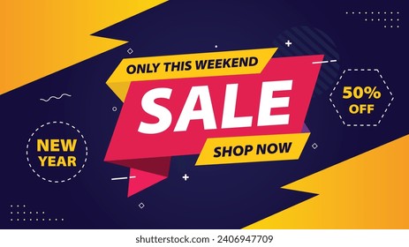 "New Year Sale: Our banner template sparks excitement, offering exclusive deals and a vibrant shopping experience as you step into the new year!"
