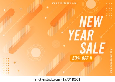 New year sale post banner template with abstract geometric gradient shape background