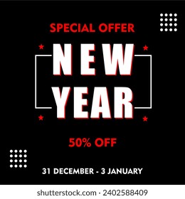New Year Sale Poster Banner Discount Promo For Business Marketing Vector Art