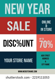 new year sale poster flyer or social media post template design