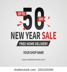 new year sale poster flyer or social media post template design