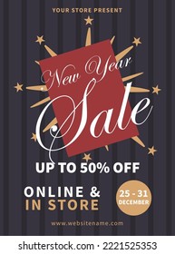 new year sale poster flyer or social media post template design