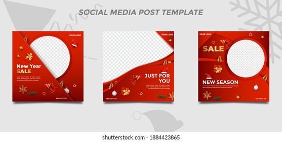 New Year Sale social media post templates. promotion square web banner. Special offer banner. Sale and discount backgrounds. Modern vector design. Vector illustration.