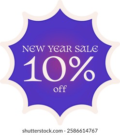 New Year Sale Ten Percent Discount Vector Sticker Tag