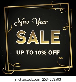 new year sale text effect,  typography, 3d text. vector template, up to 10% off 