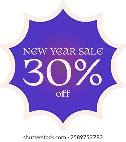 New Year Sale Thirty Percent Discount Vector Sticker Tag