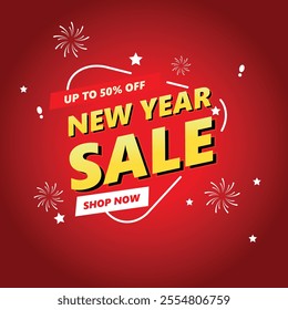 New year sale .up to 50% off.fire work.Art and Illustrator .Happy New Year .season sale.