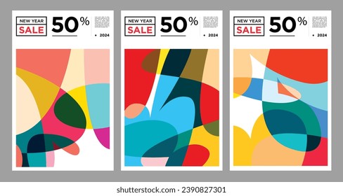 New Year Sales 2024 colorful Background Banner Template discount 50%