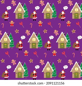 new year santa claus cat house cookies candy trend color snow pine tree textile texture fabrica background wallpaper merry christmas gift vector cartoon holiday art card girl boy material digital 