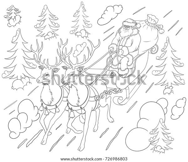 New Year Santa Claus Coloring Book Stock Vector Royalty