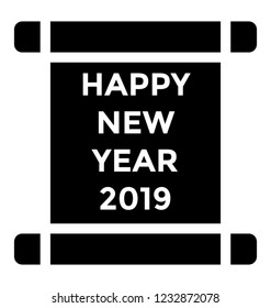 New year scroll, party invitation solid icon