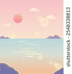 new year sea sunrise landscape illustration