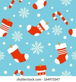 New Year seamless background card , socks with gifts