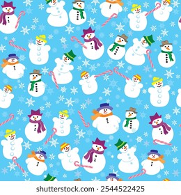 Ano Novo fundo perfeito com bonecos de neve engraçados