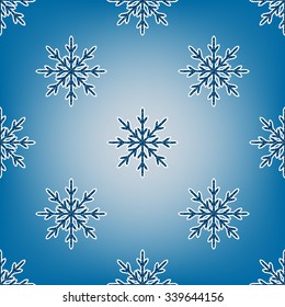 New year seamless background-vector illustration. Textured snowflakes on blue background ornament.