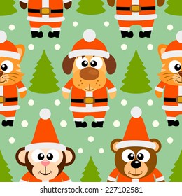 New Year seamless card with funny animal,vector