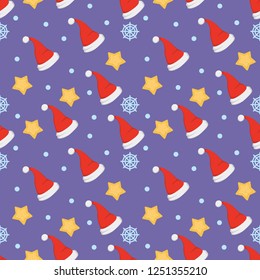 New year seamless pattern of christmas hats and decorations xmas.