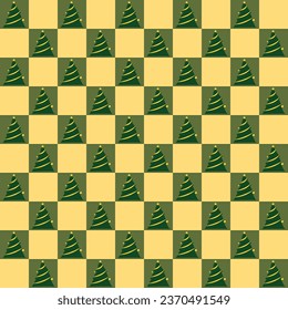 Neues Jahr nahtlos Muster mit Weihnachtsbaum. Flache Vektorgrafik