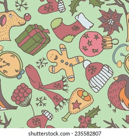 New year seamless pattern. Endless Christmas template. Use as a pattern fill. 