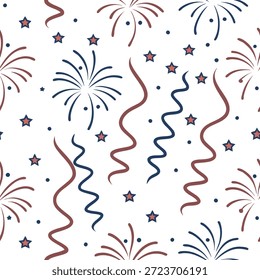 Patrón sin fisuras del año Nuevo con diseños festivos de 2023 serpentinas y fuegos artificiales brillantes para un concepto de atmósfera alegre energética como patrón de año Nuevo alegre con diseños de 2023 serpentinas y fuegos artificiales brillantes para una mirada de celebración energética en Foto de archivo Concepto y espacio vacío en el lado izquierdo, sin texto --ar 7:2 --tile