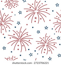 Padrão sem costura de Ano Novo com fogos de artifício estrelas cintilantes e confetes comemorativos para um Ano Novo festivo olhar conceito como Padrão de Ano Novo vibrante com estrelas de fogos de artifício e confete perfeito para um design comemorativo no Photo Stock Concept e espaço vazio no lado esquerdo, sem texto —ar 7:2 —tile