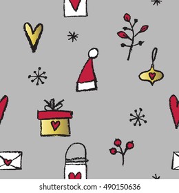 New year Seamless pattern. Hand drawn. Decorative background.