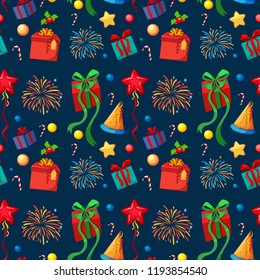 Ilustración de patrones sin costura de año nuevo