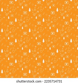 New year seamless pattern illustration. Orange color new year greeting card. 