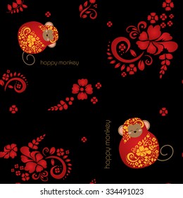 New Year seamless pattern of the monkey Chinese 