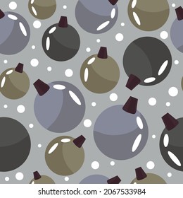 New Year seamless pattern. Toys for the Christmas tree. Happy New Year and Merry Christmas. Gift wrapping. A postcard for a holiday. Round toys. Christmas tree. Magic. Vector illustration.