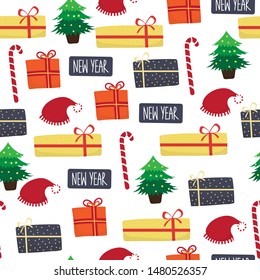 New year seamless pattern with xmas element
