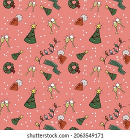 New Year seamless vector design for fabrics and backgrounds.Holiday