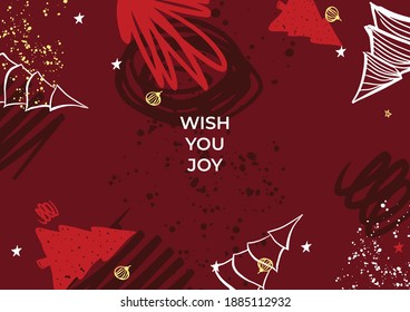 New Year and seasonal greeting cards. Trendy abstract square Winter Holidays art templates. Suitable for social media post, mobile apps, banner design and web or internet ads