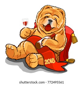 New Year Set - Cozy chow chow on 2018 new year holiday
