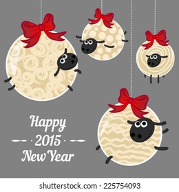 New Year set of cute cartoon Christmas toys sheep