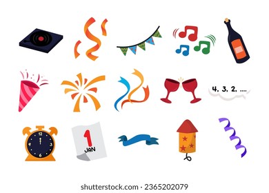 New year set element vector illustration