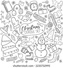 New Year set of fun vector images in doodle style.