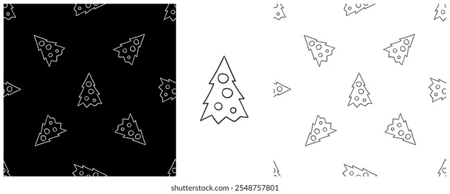 New Year. Set Monochrome pattern in hand draw style