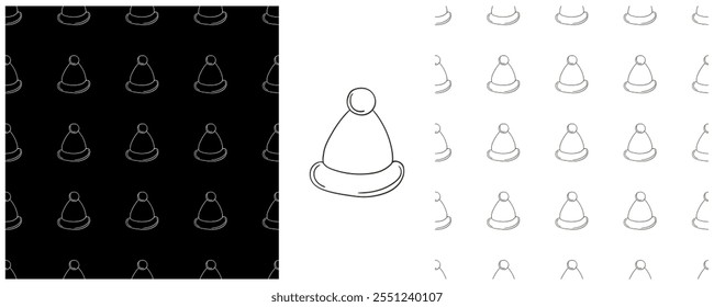 New Year. Set Monochrome pattern in hand draw style